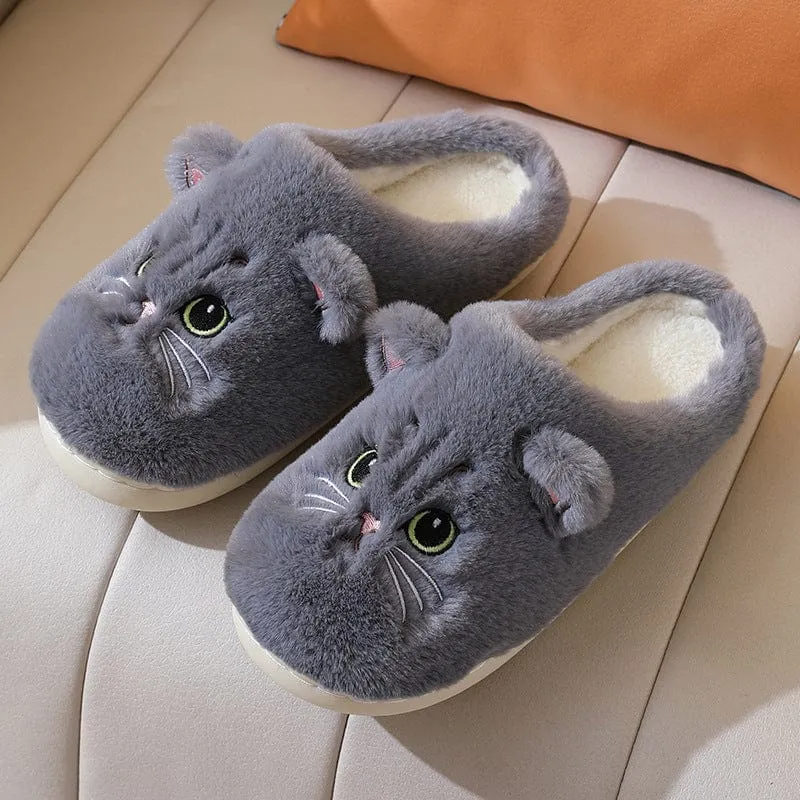 Cute Cartoon Cat Fuzzy Slippers