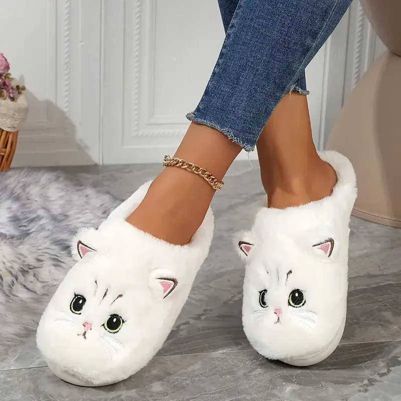 Cute Cartoon Cat Fuzzy Slippers