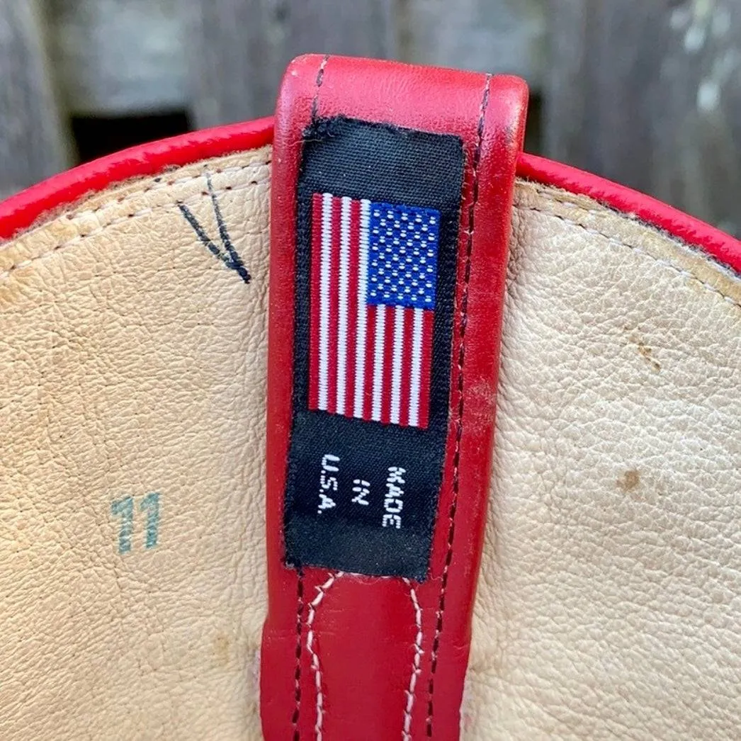 DAN POST Vintage Red Snakeskin Python Tall Knee High Cowgirl Cowboy Western Boots
