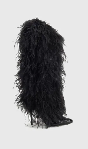 Danica Feather Knee-high Boots - Black