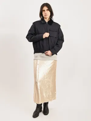 Dark Navy Bio Twill Bomber Jacket W/Removable Corduroy Collar