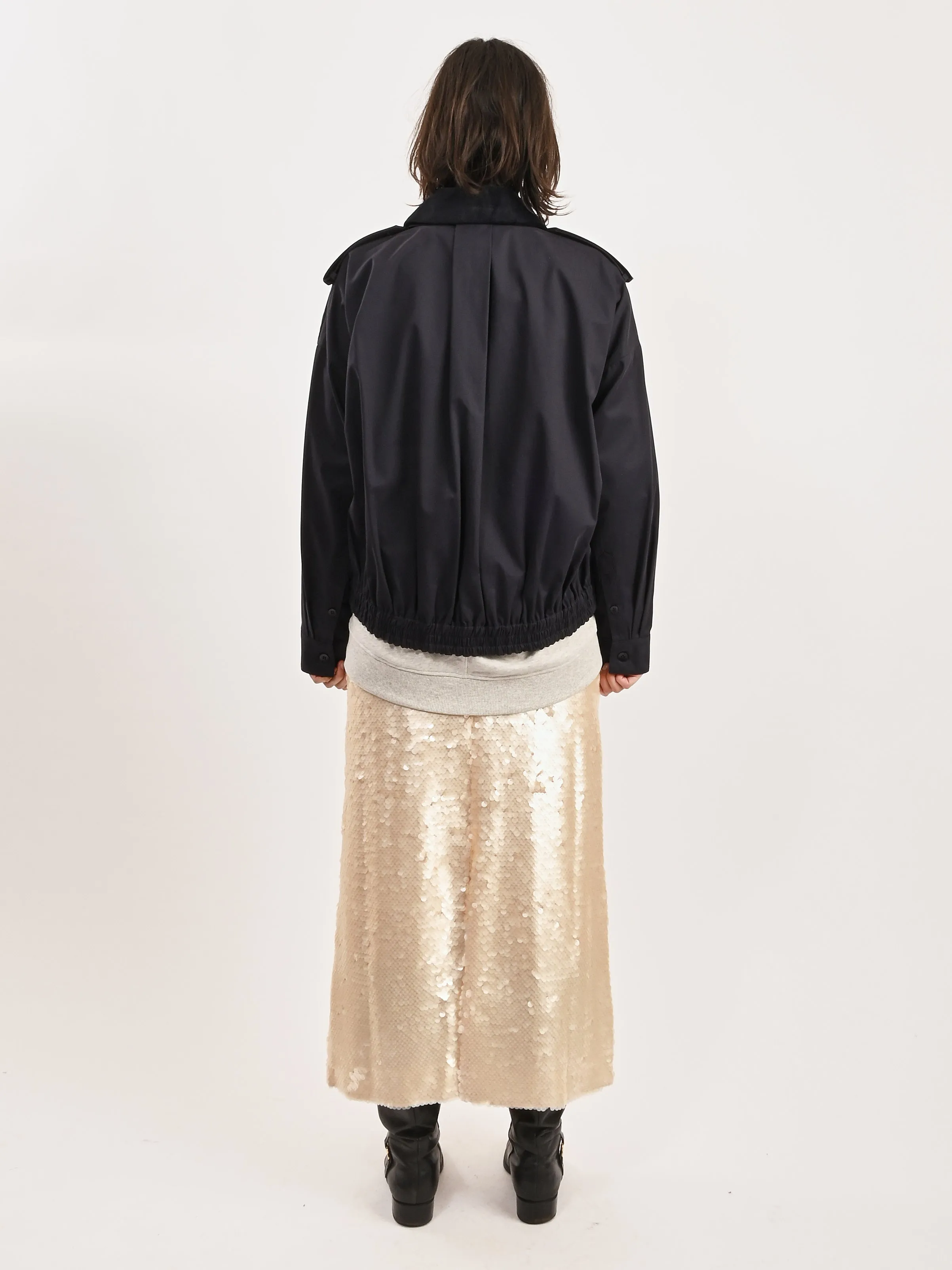 Dark Navy Bio Twill Bomber Jacket W/Removable Corduroy Collar