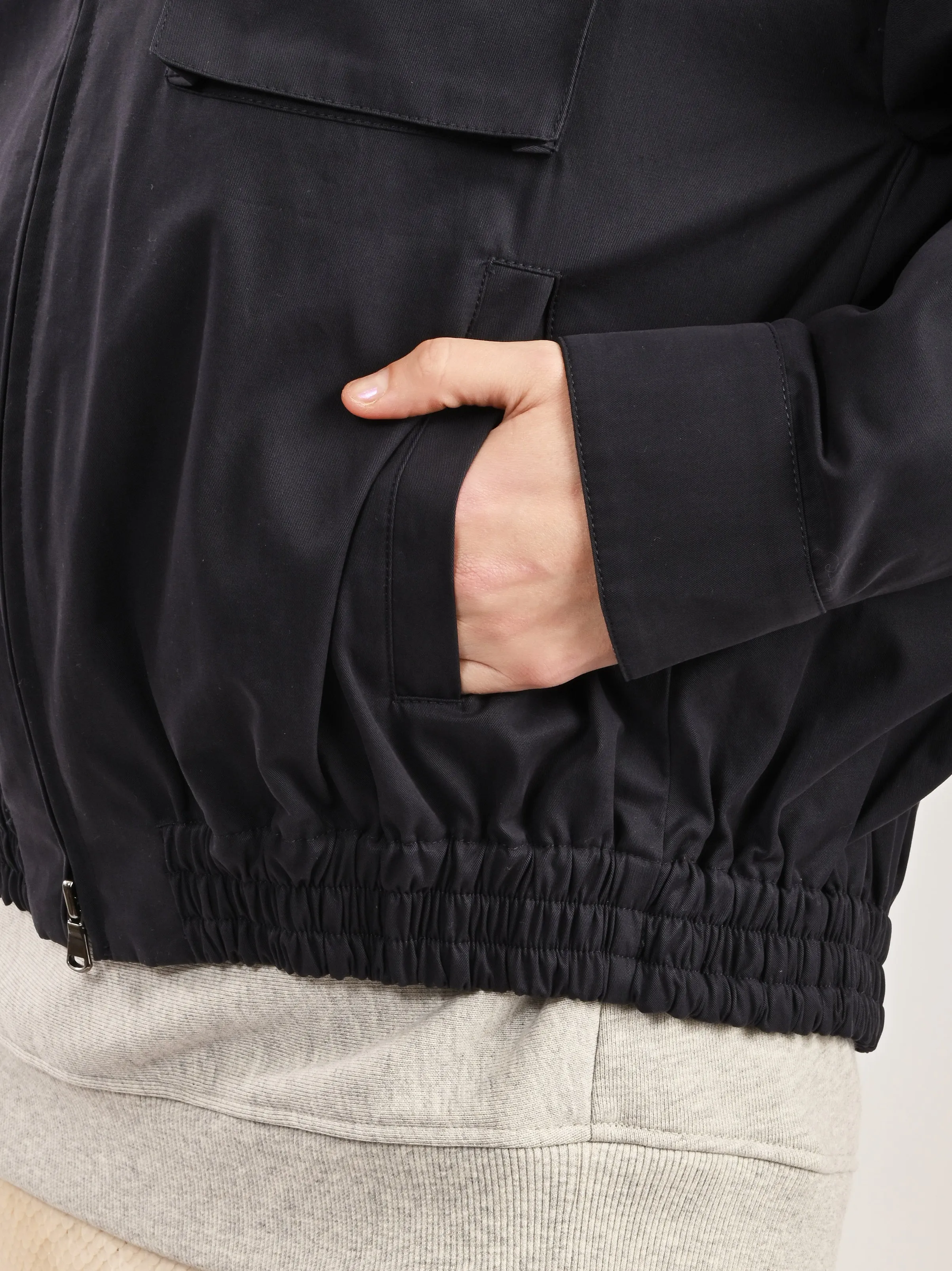 Dark Navy Bio Twill Bomber Jacket W/Removable Corduroy Collar