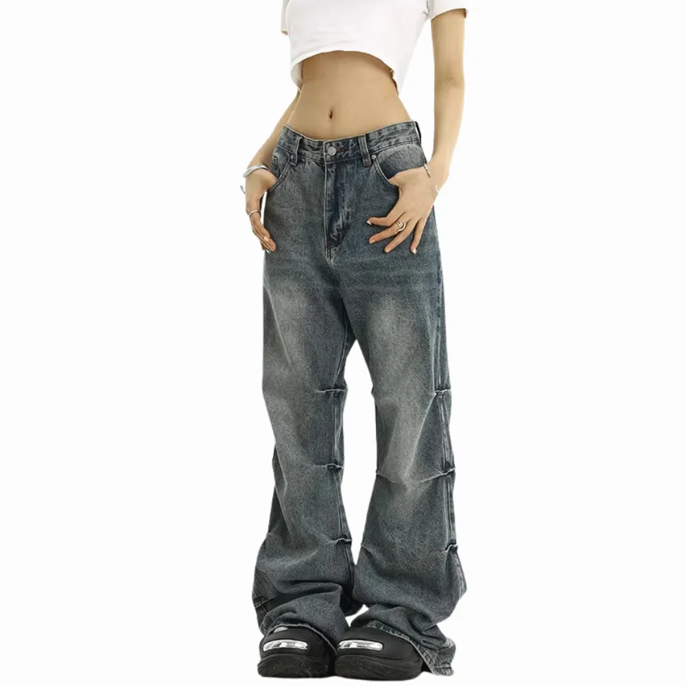 DF|Washed Pleated Bootcut Jeans