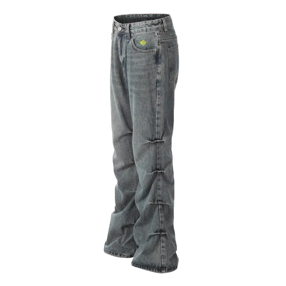 DF|Washed Pleated Bootcut Jeans