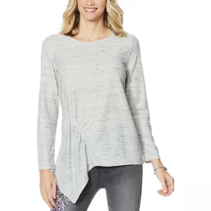 DG2 by Diane Gilman Plus Size Asymmetric Striped Top