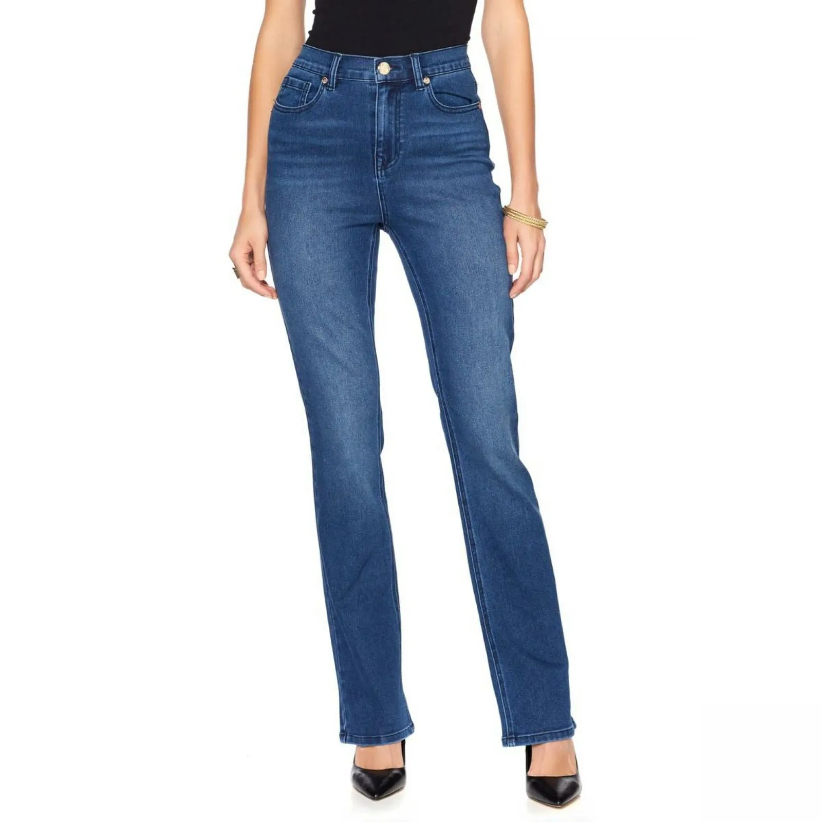 DG2 by Diane Gilman Women's Plus Size Virtual Stretch Boot Cut Jeans