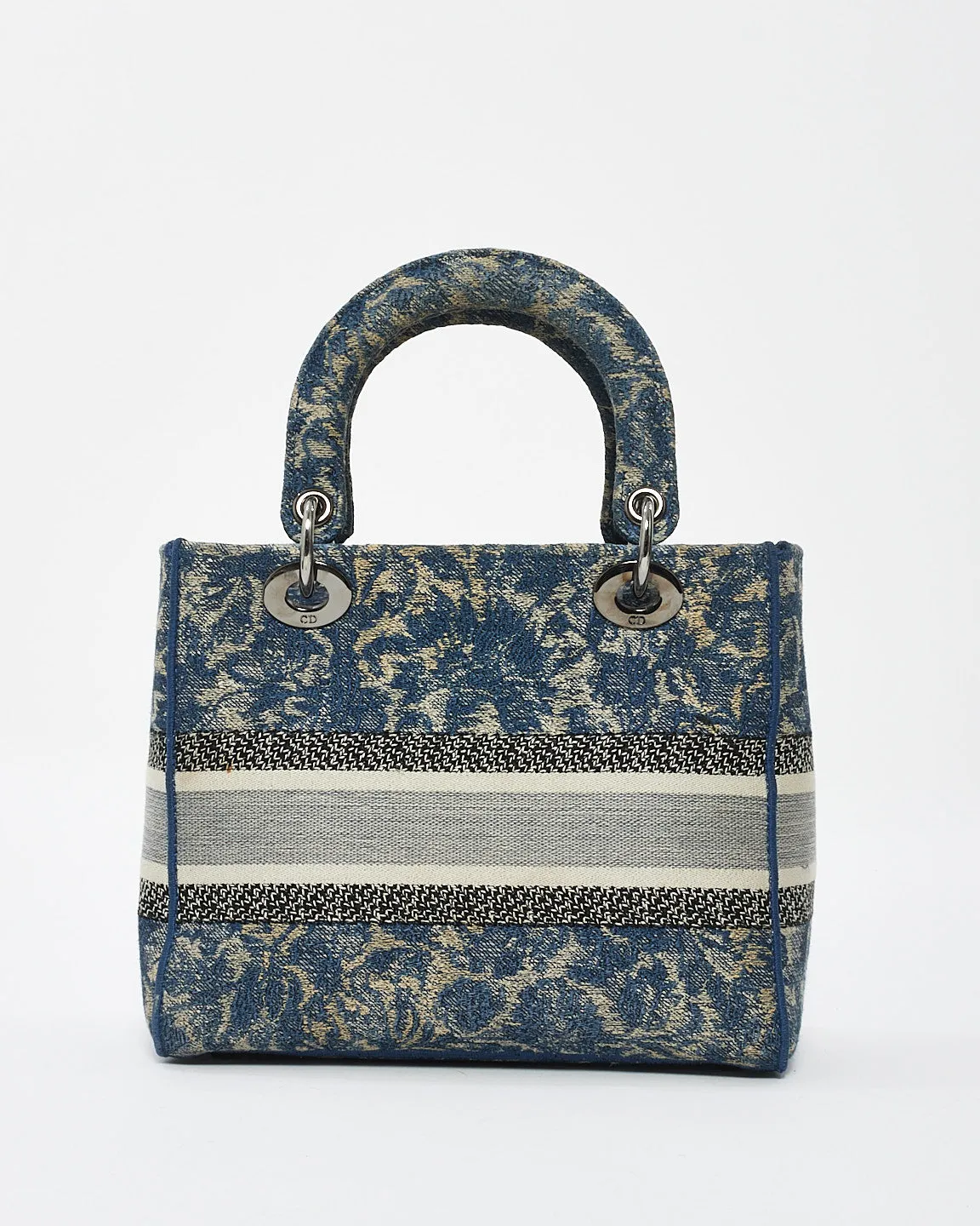 Dior Blue Denim Jardin Magique Embroidery Canvas Medium Lady D-Lite Bag