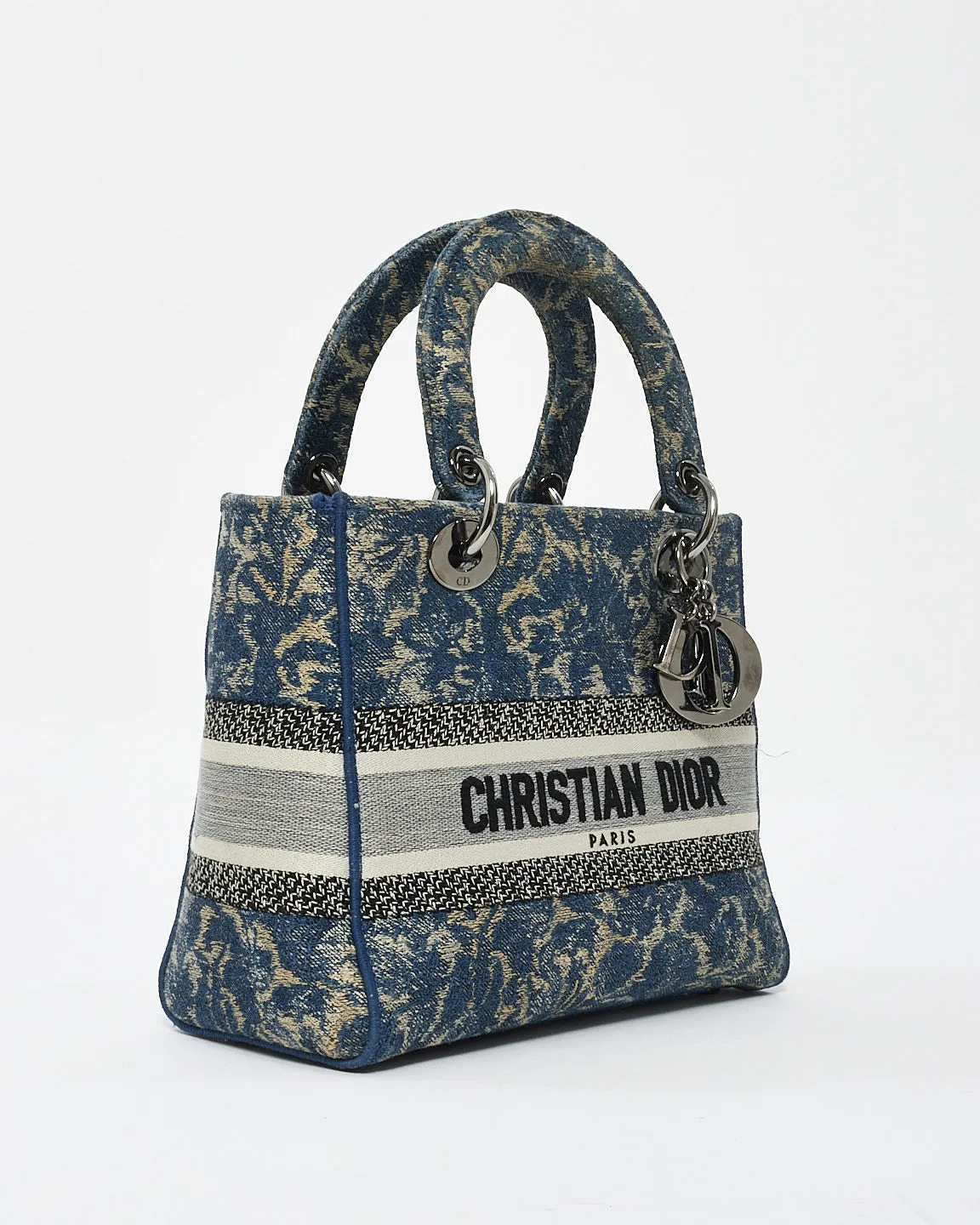 Dior Blue Denim Jardin Magique Embroidery Canvas Medium Lady D-Lite Bag