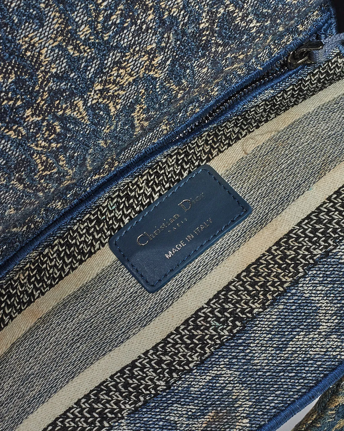 Dior Blue Denim Jardin Magique Embroidery Canvas Medium Lady D-Lite Bag