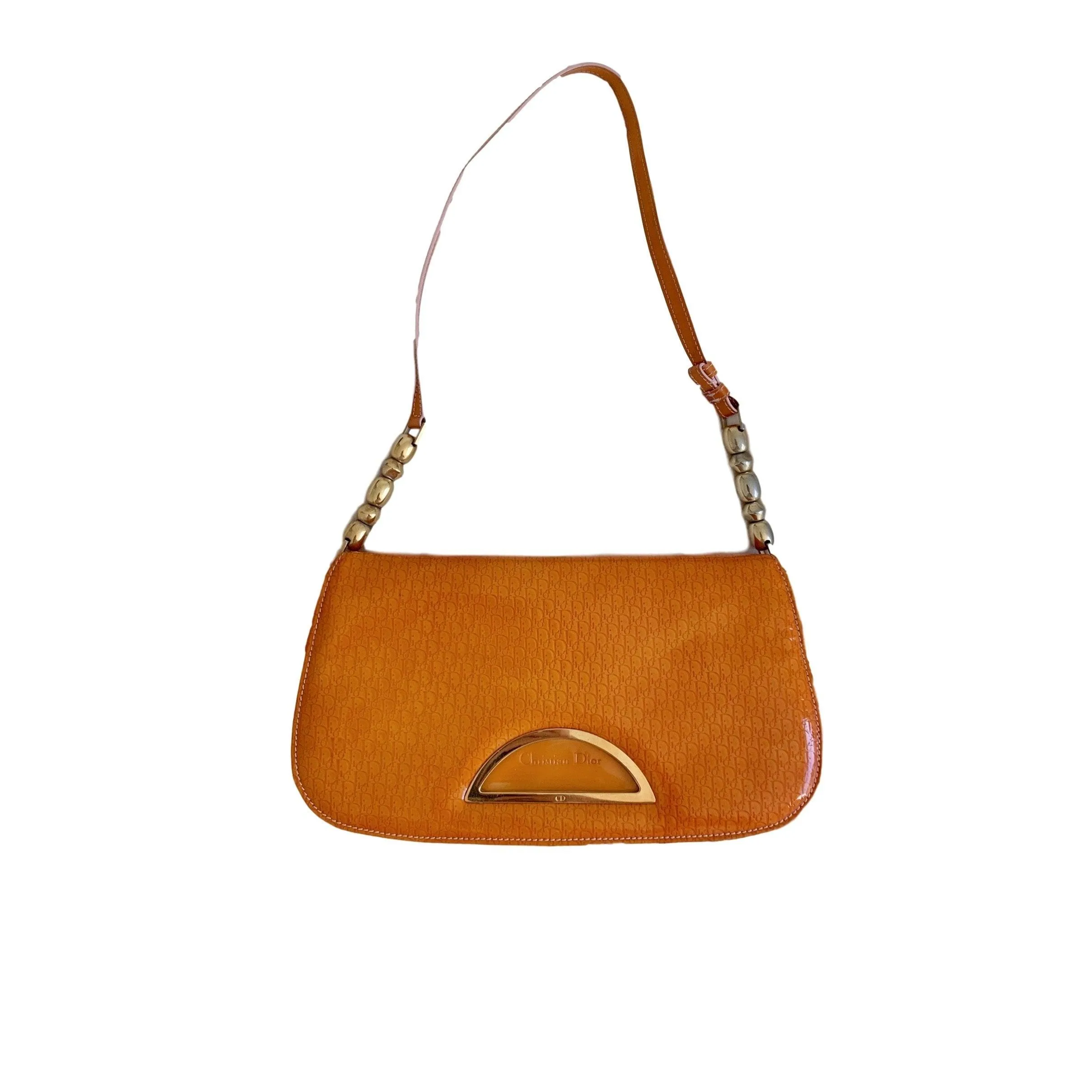 Dior Orange Monogram Shoulder Bag