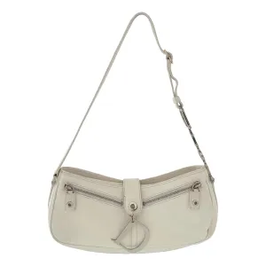 Dior White Leather Logo Shoulder Bag