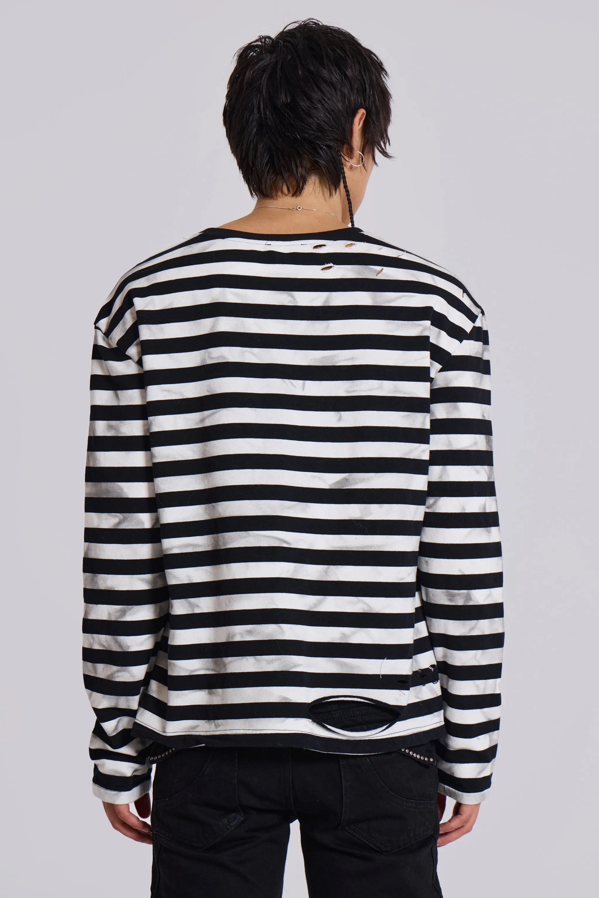 Dirty Striped Oversized Long Sleeve Tee