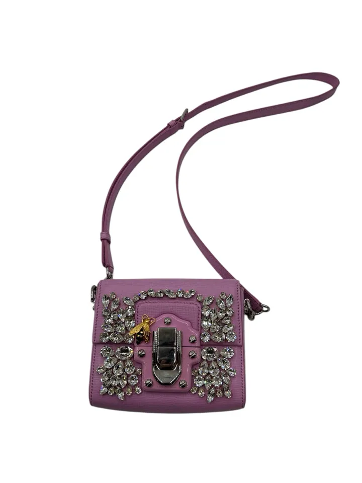 Dolce & Gabbana Mini Lucia Leather Crystal Crossbody