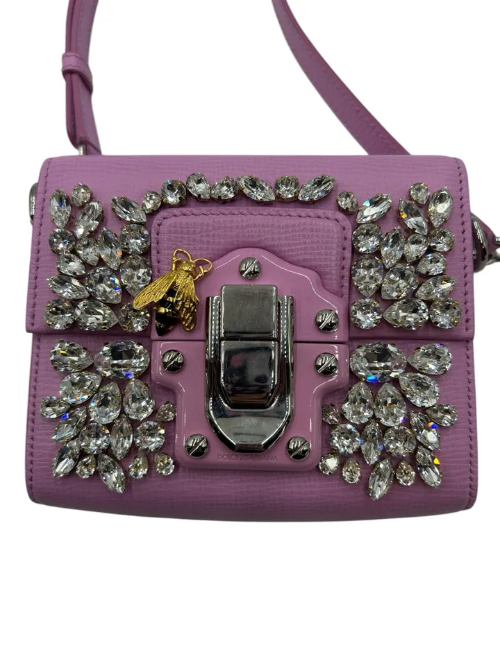 Dolce & Gabbana Mini Lucia Leather Crystal Crossbody