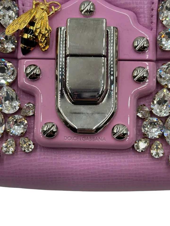Dolce & Gabbana Mini Lucia Leather Crystal Crossbody