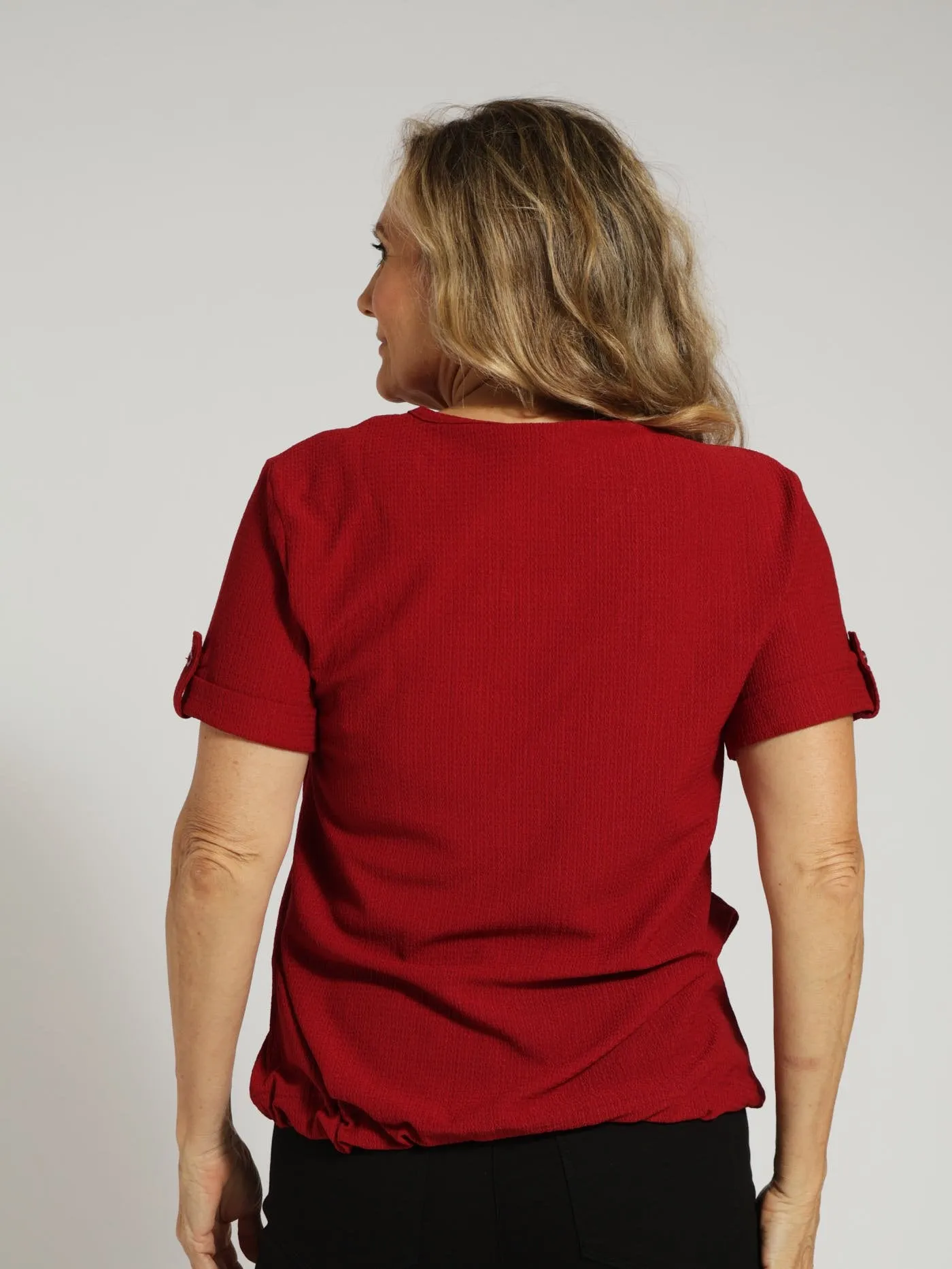 Drawcord Pocket Top - Red