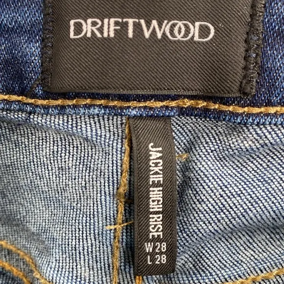 Driftwood Jackie High Rise Skinny Jeans Embroidered Metallic Floral Buds Size 28