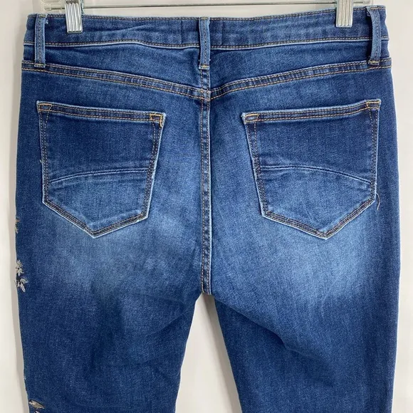 Driftwood Jackie High Rise Skinny Jeans Embroidered Metallic Floral Buds Size 28