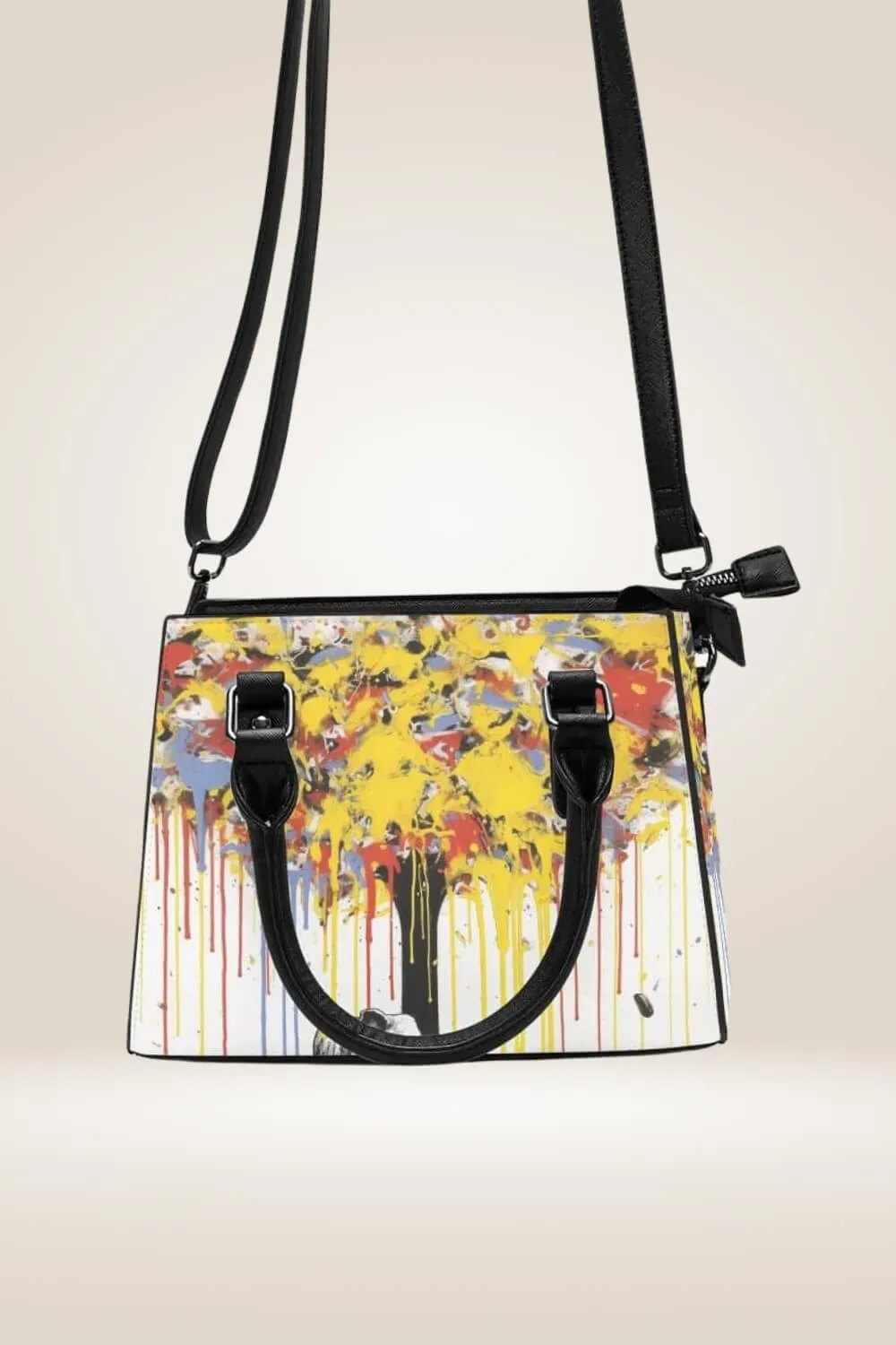 Dripping Tree White Satchel Bag