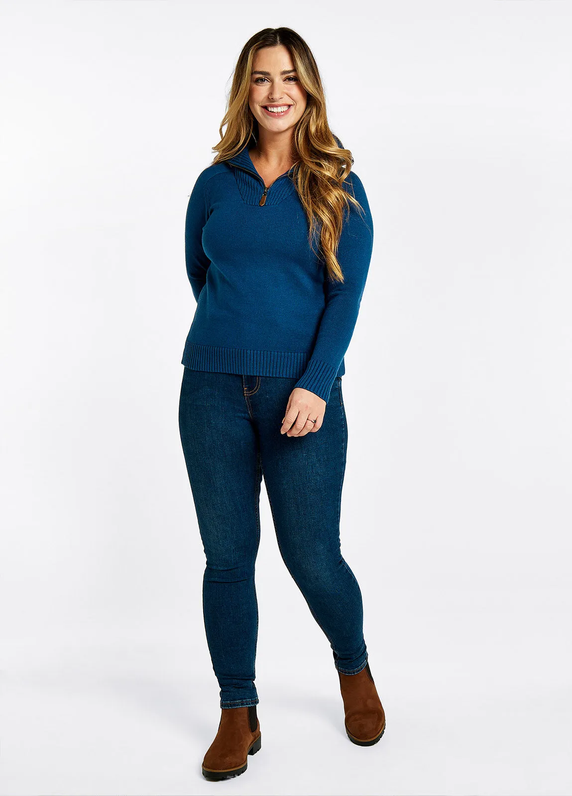 DUBARRY Rosmead Zip Neck Sweater - Women's - Peacock Blue
