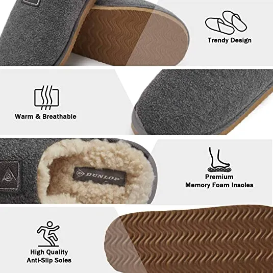 Dunlop Comfy Memory Foam Slippers with Rubber Sole Anti Slip for Men