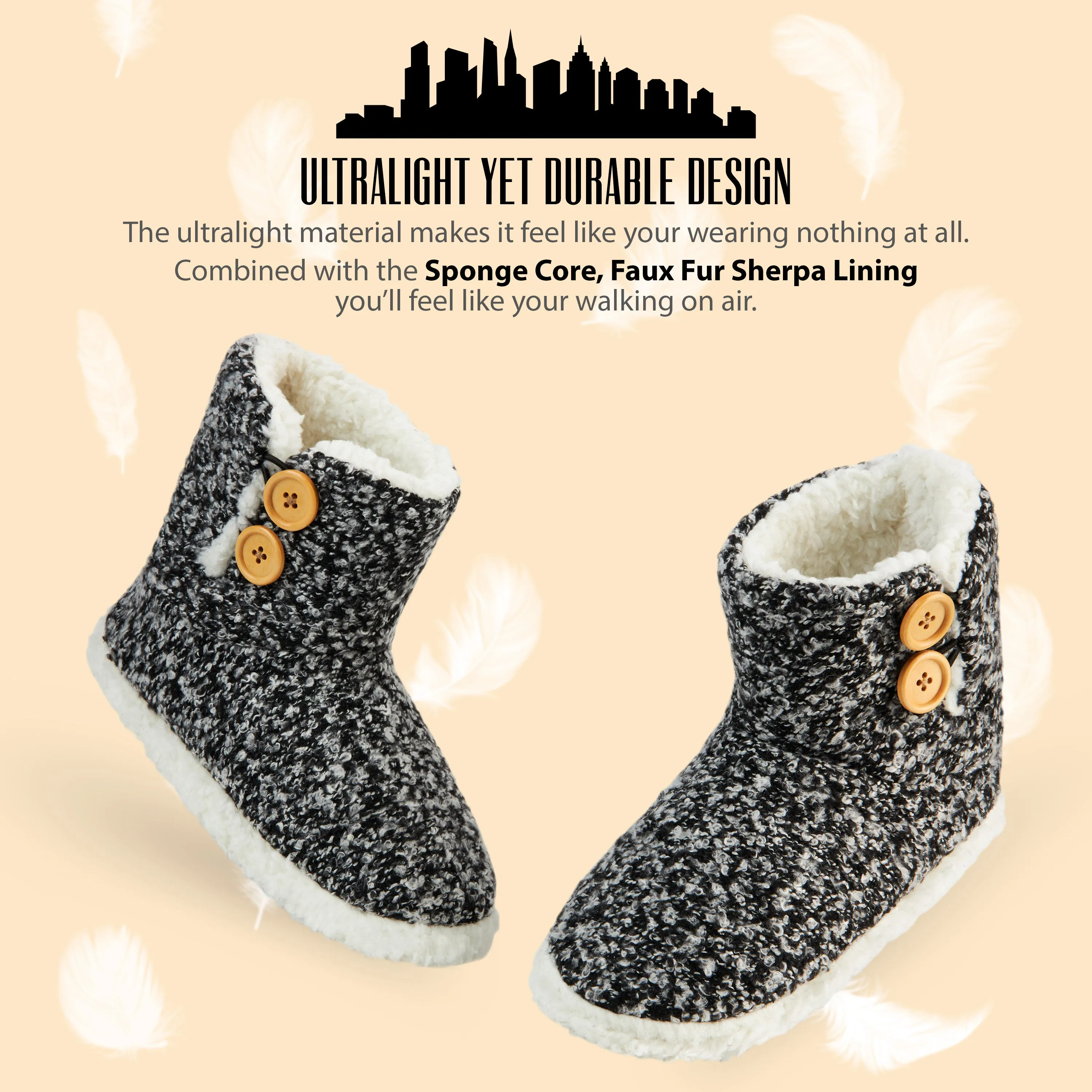 Dunlop Slippers for Women, Faux Sheepskin Fur Bootie Slippers Women