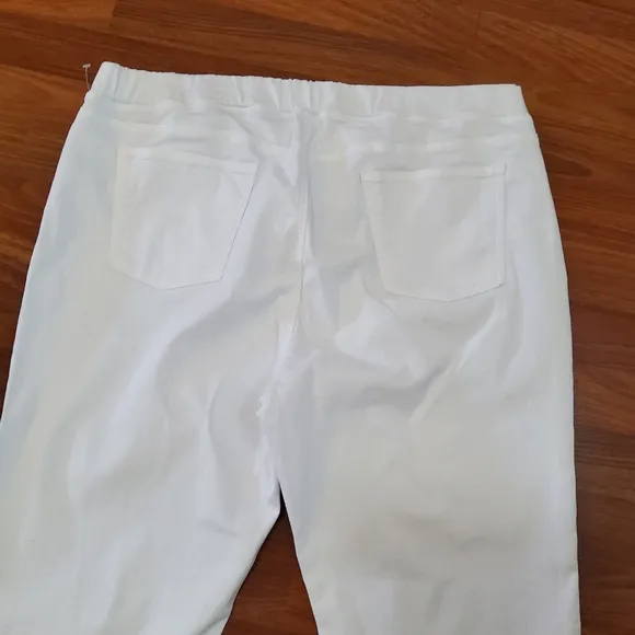 Eileen Fisher Organic Cotton Skinny Pull On Jeggings Denim Jeans Size XL White