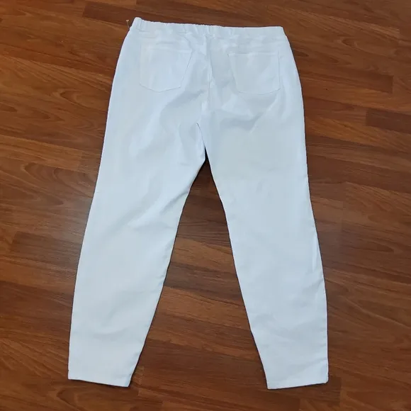 Eileen Fisher Organic Cotton Skinny Pull On Jeggings Denim Jeans Size XL White