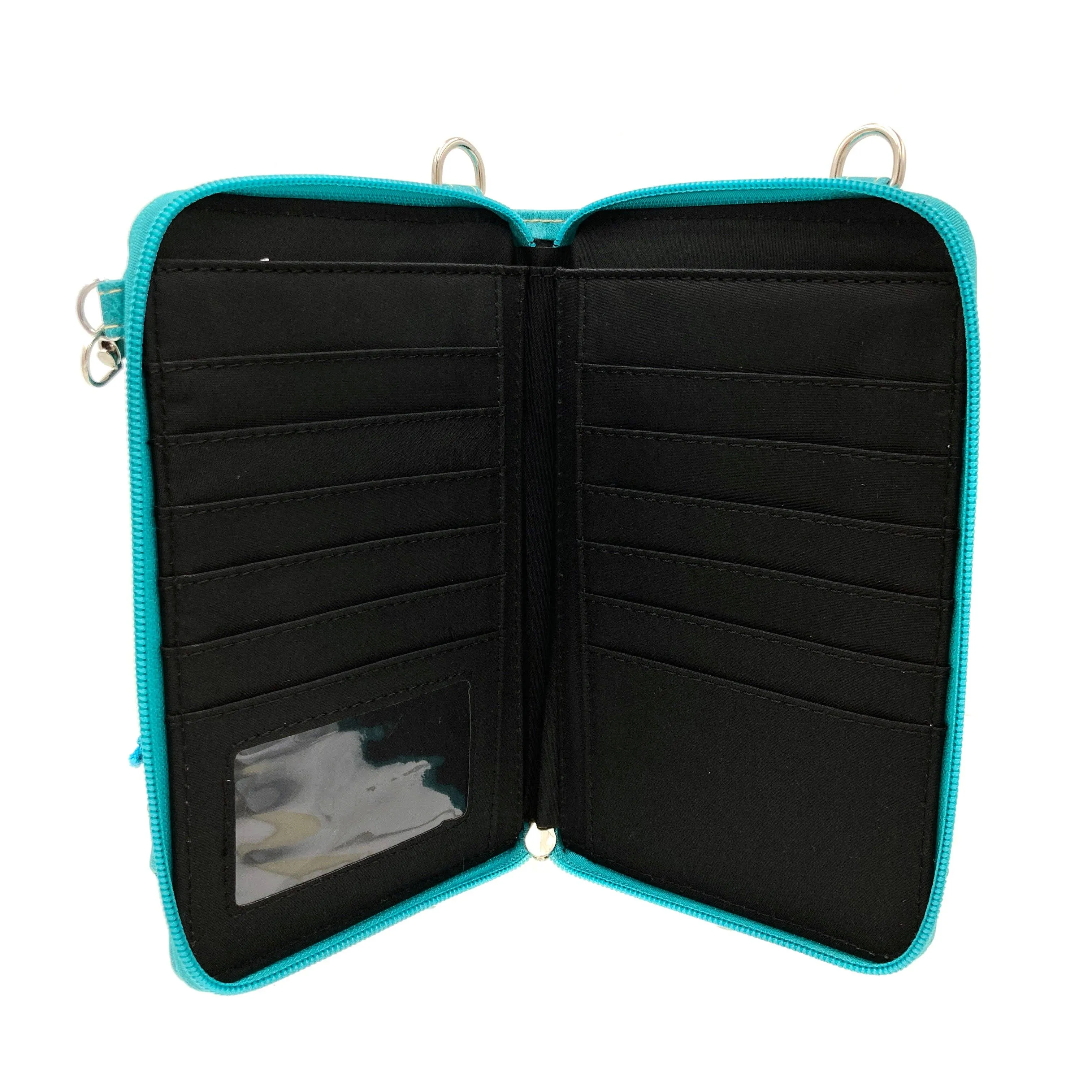 Embroidered Horse Crossbody Western Phone Wallet: Black