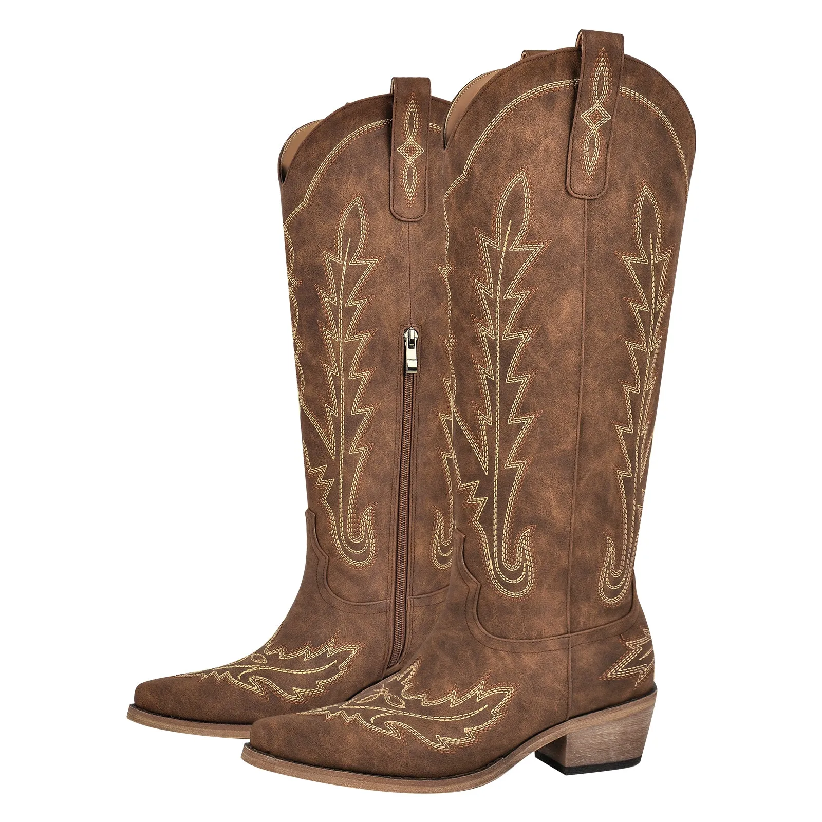 Embroidery Knee High Western Boots