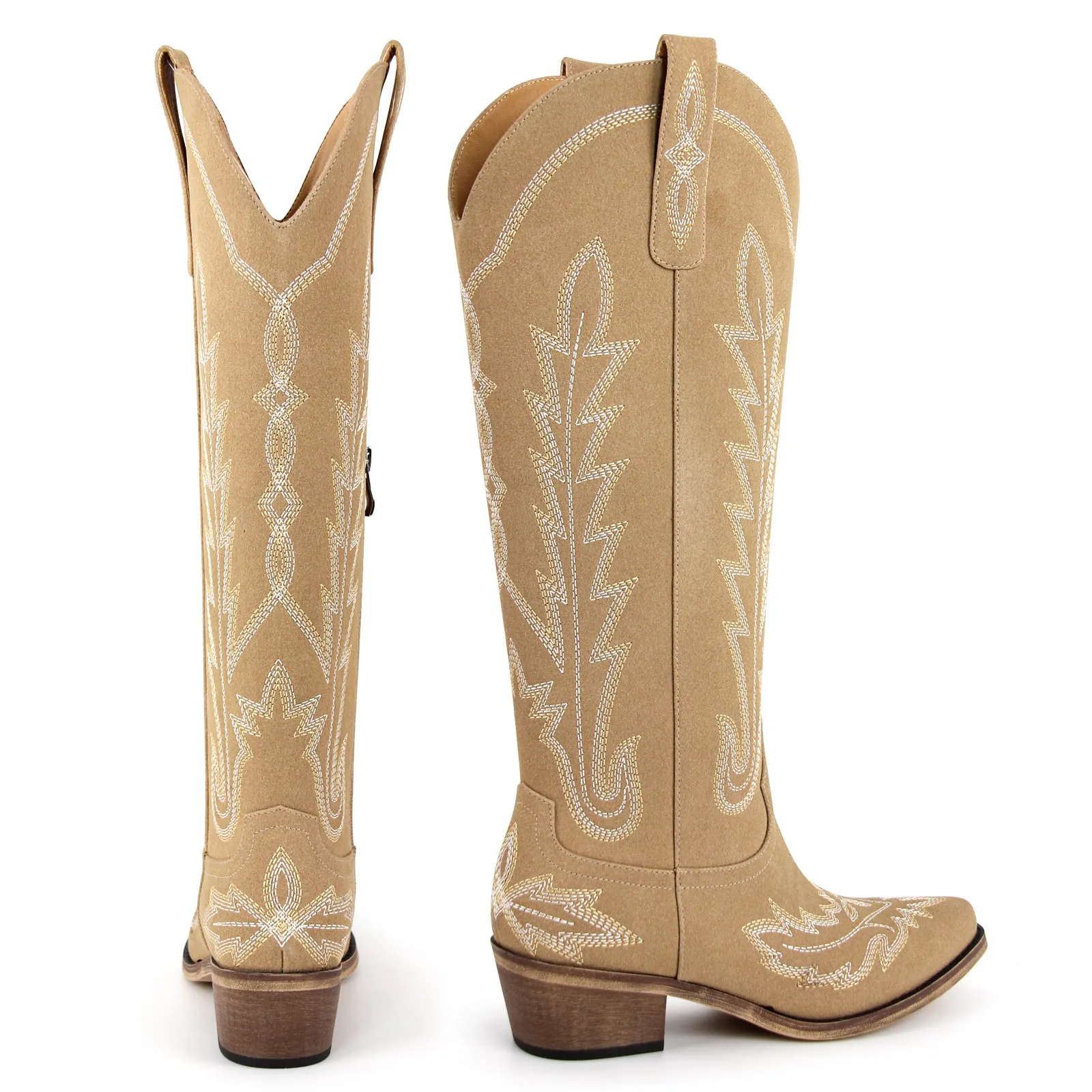 Embroidery Knee High Western Boots