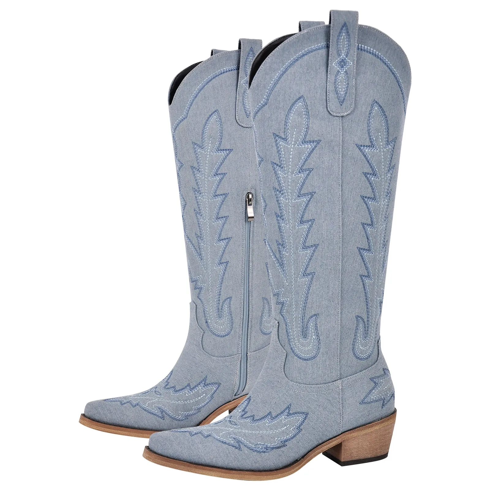 Embroidery Knee High Western Boots