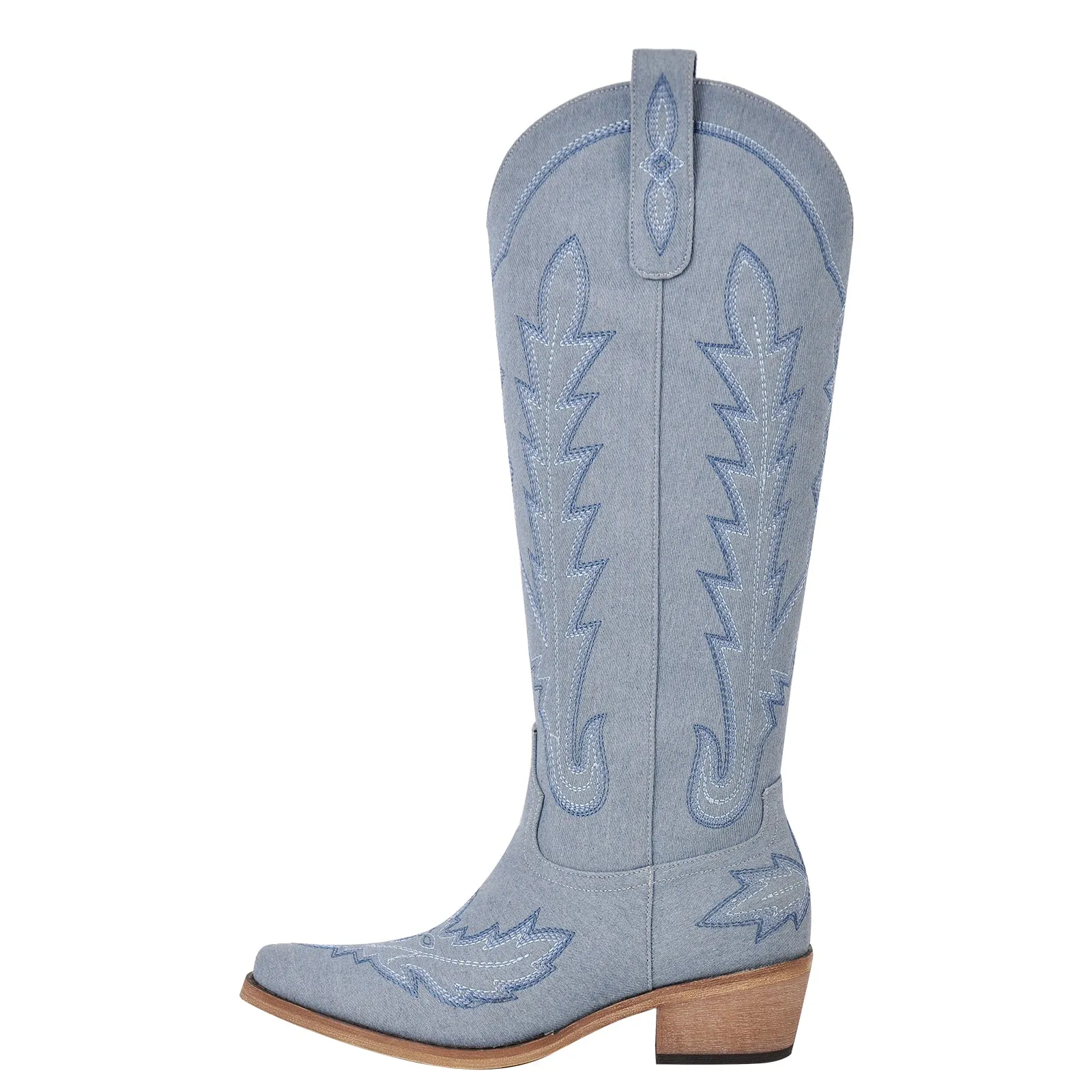 Embroidery Knee High Western Boots