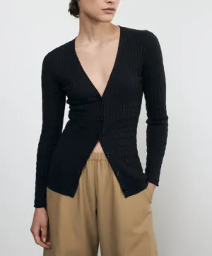 Enza Costa Linen Cotton V Neck Cardigan