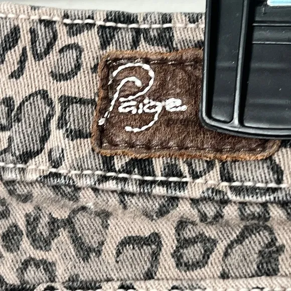 EUC ANTHROPOLOGIE PAIGE Peg Skinny Steel Cheetah Animal Print Jeans Size 26