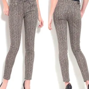 EUC ANTHROPOLOGIE PAIGE Peg Skinny Steel Cheetah Animal Print Jeans Size 26