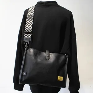Faux Leather Black Crossbody Bag