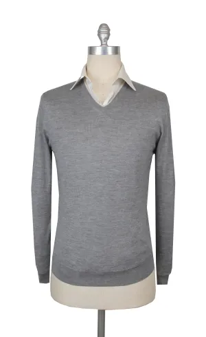 Fedeli Gray V-Neck Sweater