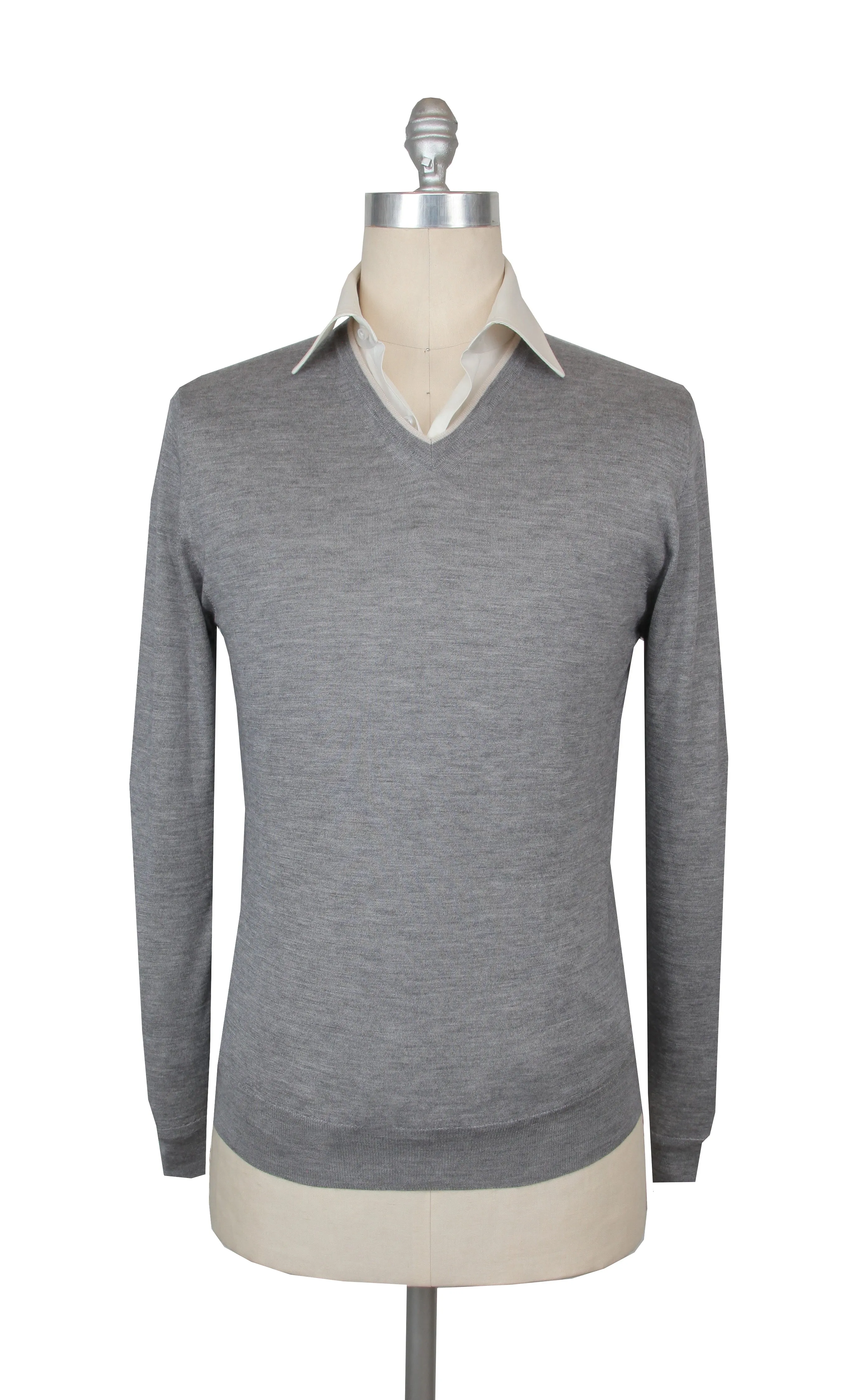 Fedeli Gray V-Neck Sweater