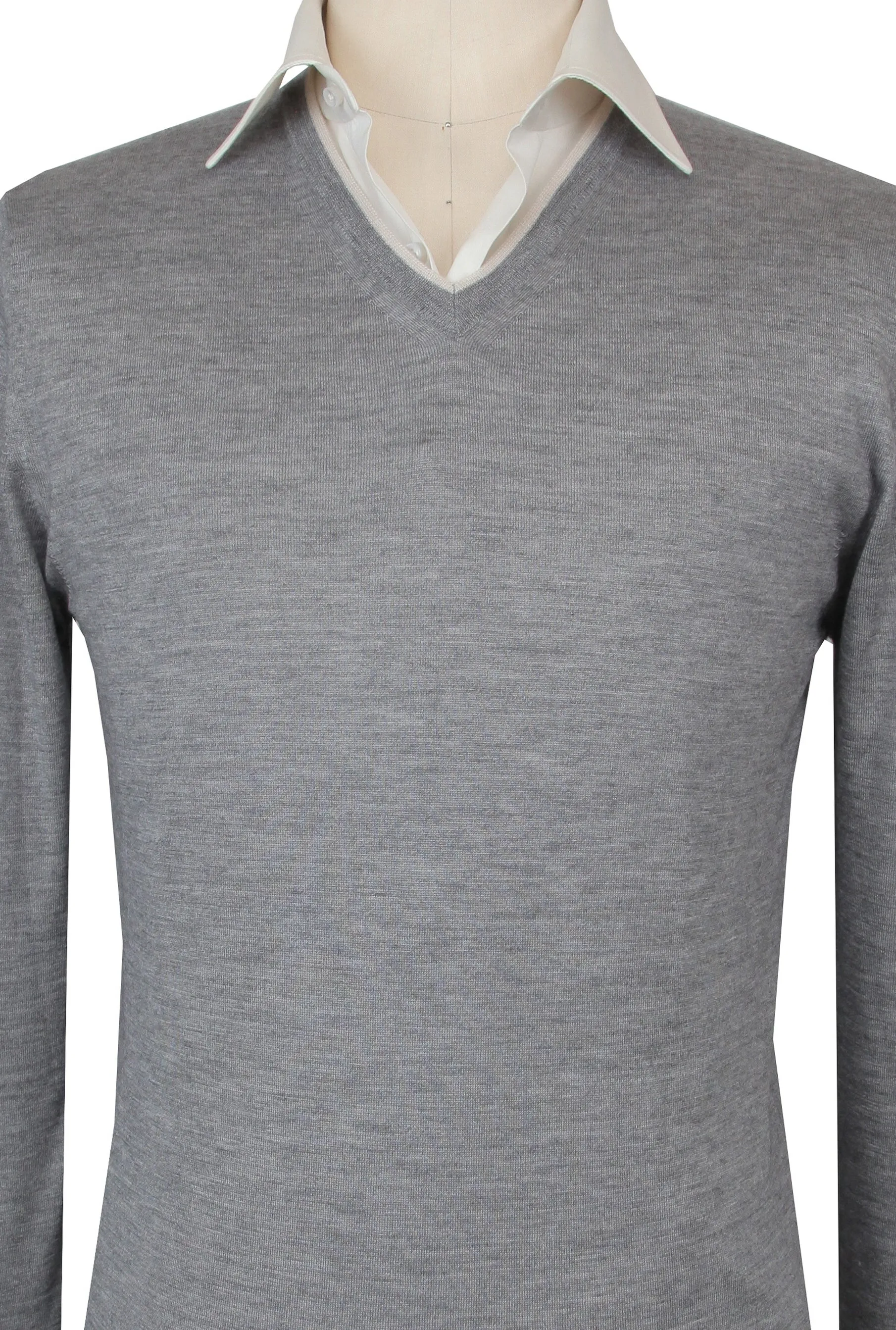 Fedeli Gray V-Neck Sweater