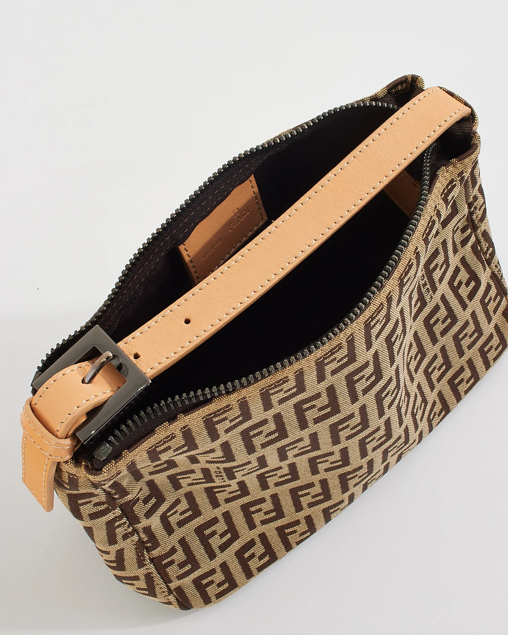 Fendi Brown/Beige Zucchino Canvas Mini Pouch Bag