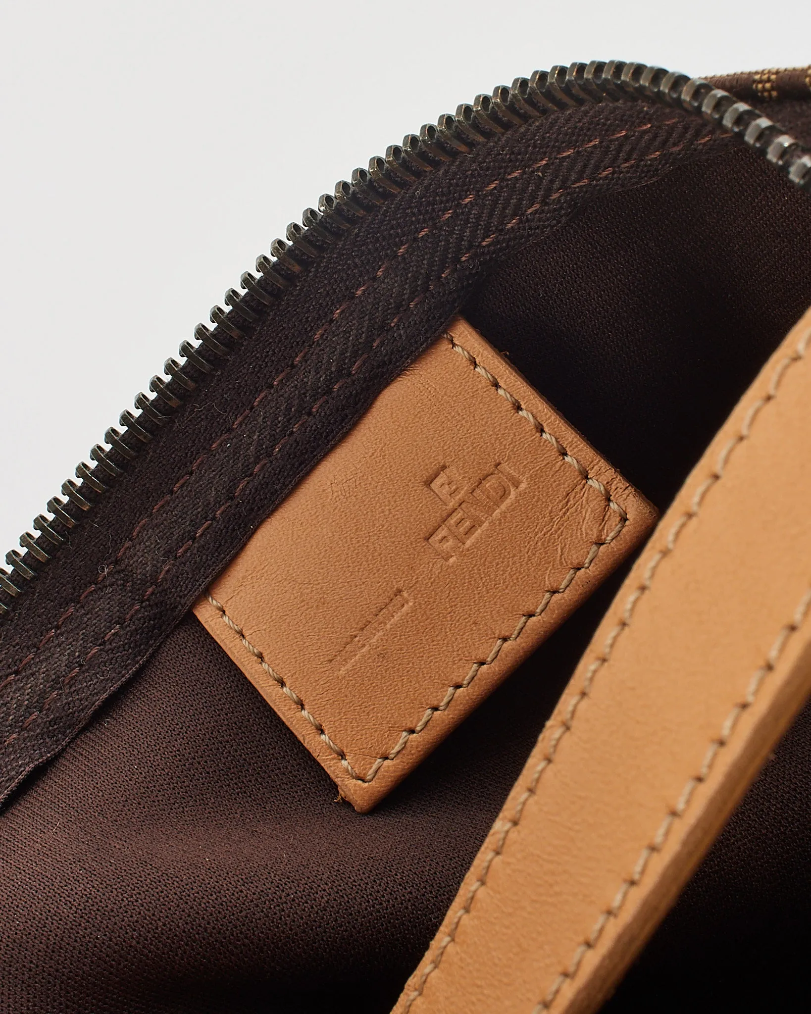 Fendi Brown/Beige Zucchino Canvas Mini Pouch Bag