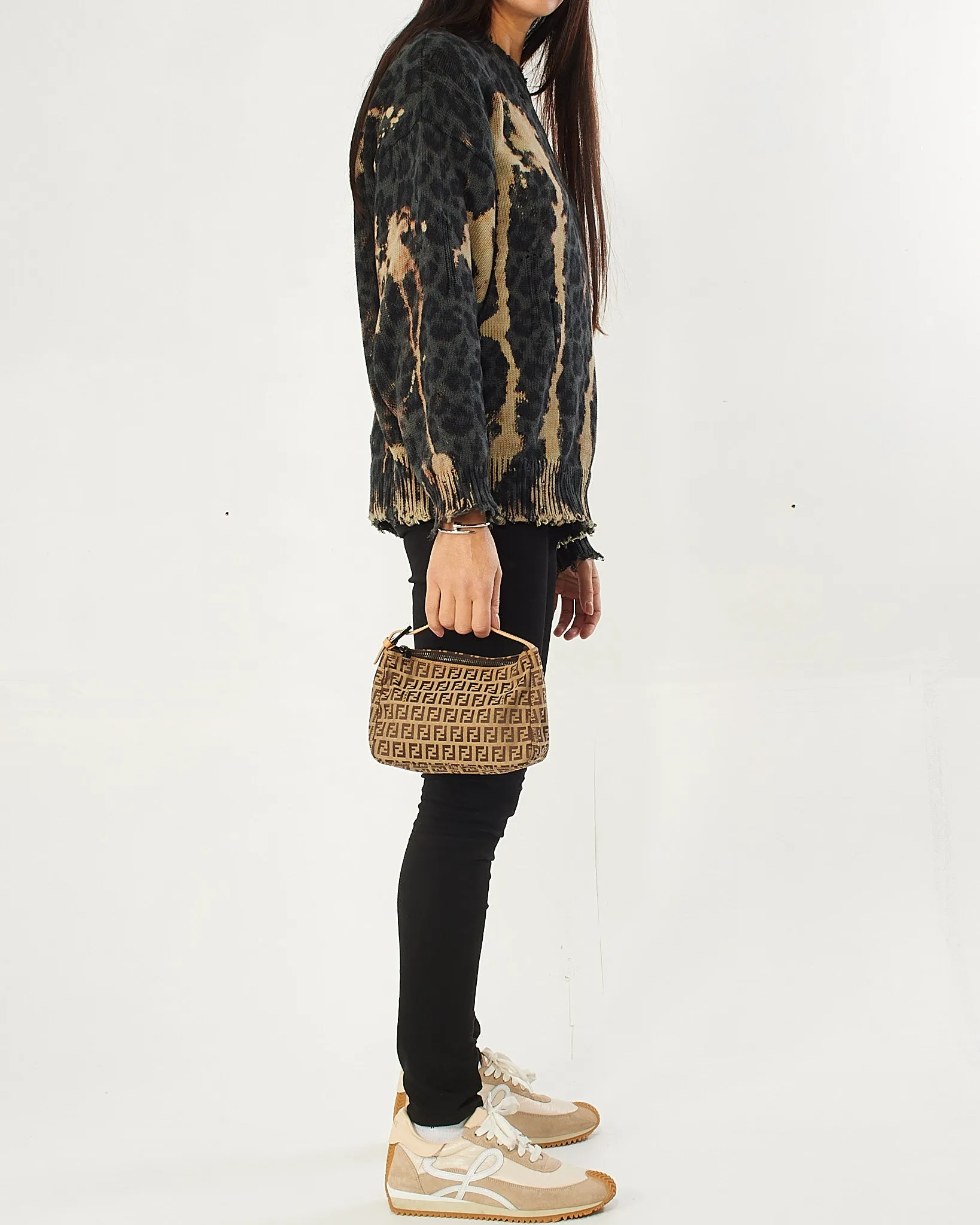 Fendi Brown/Beige Zucchino Canvas Mini Pouch Bag