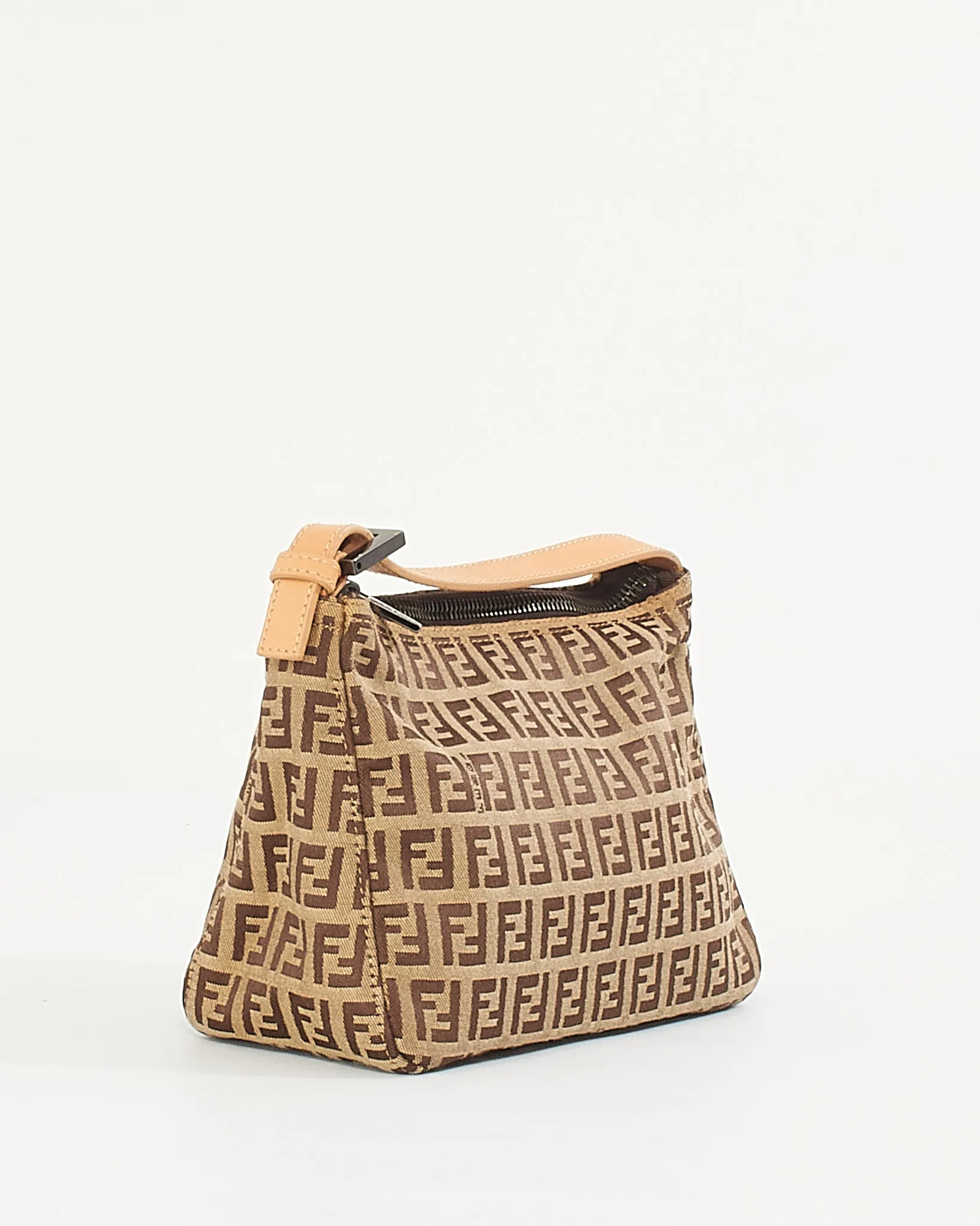 Fendi Brown/Beige Zucchino Canvas Mini Pouch Bag