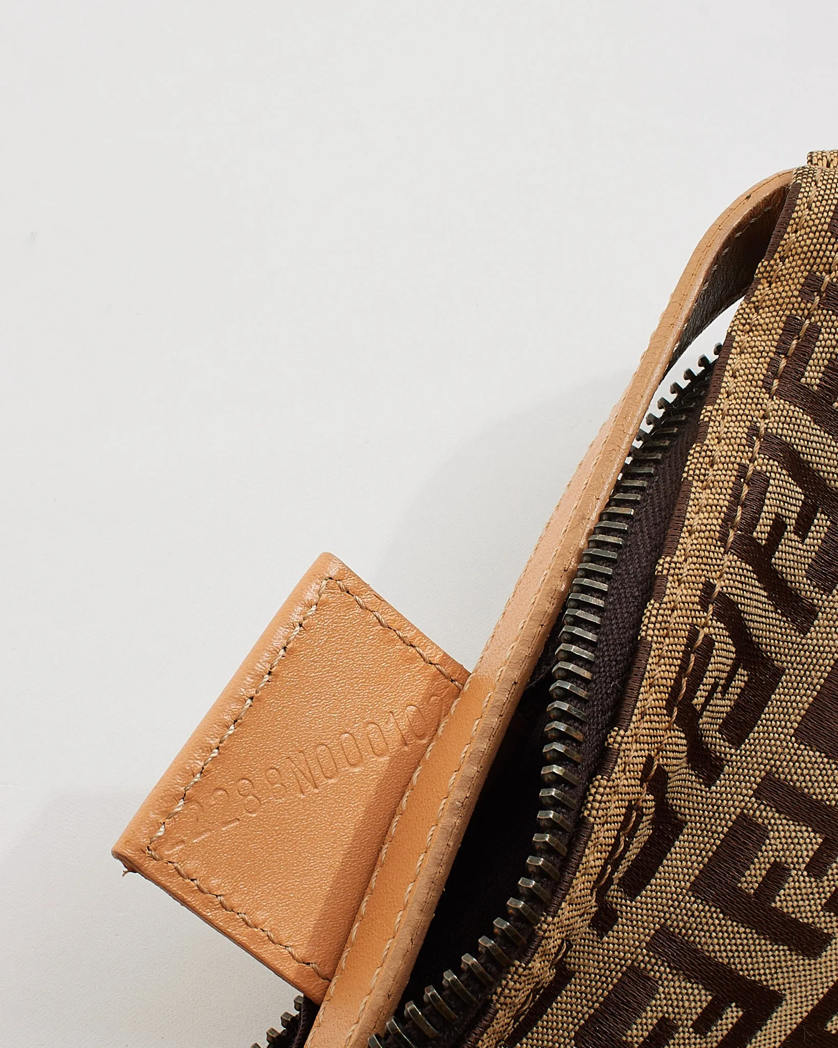 Fendi Brown/Beige Zucchino Canvas Mini Pouch Bag