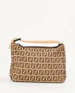 Fendi Brown/Beige Zucchino Canvas Mini Pouch Bag