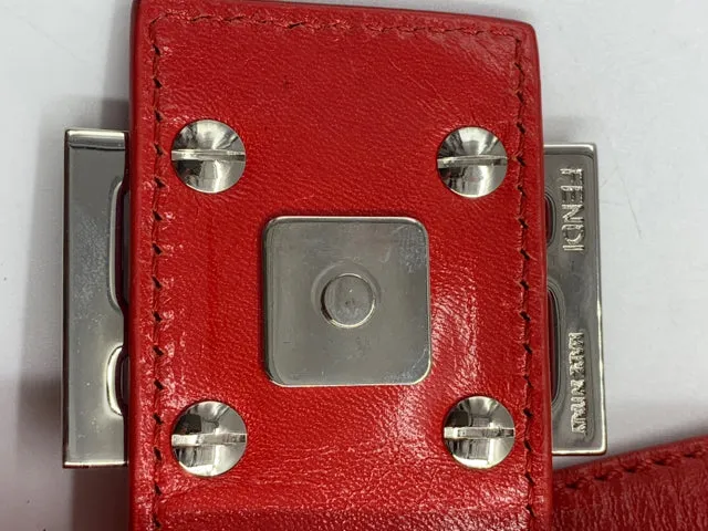 Fendi Red Beaded Baguette Shoulder Bag