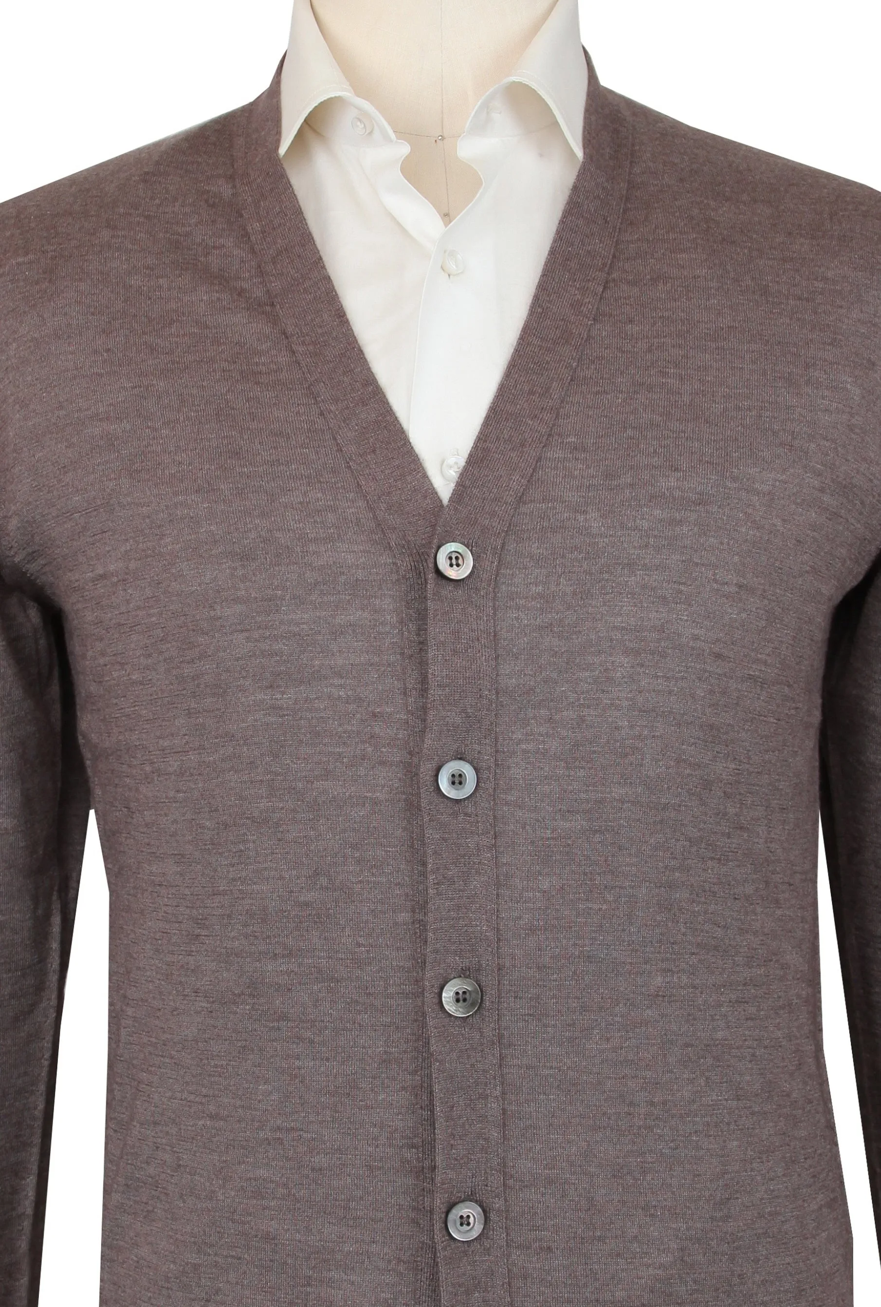 Fiori Di Lusso Brown V-Neck Cardigan