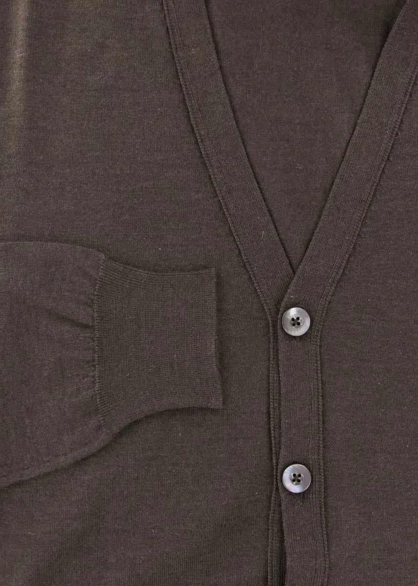 Fiori Di Lusso Dark Brown V-Neck Cardigan